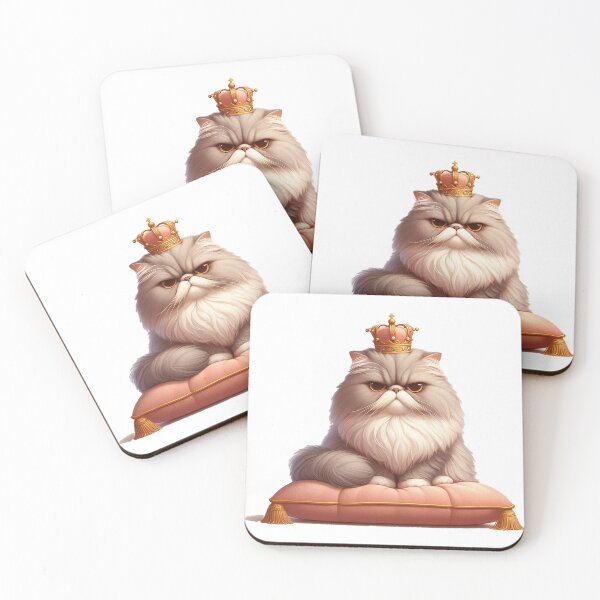 Item preview, Royal Grumpy Persian Cat With Crown Cute Aesthetic Sticker designed and sold by RobArts90s.