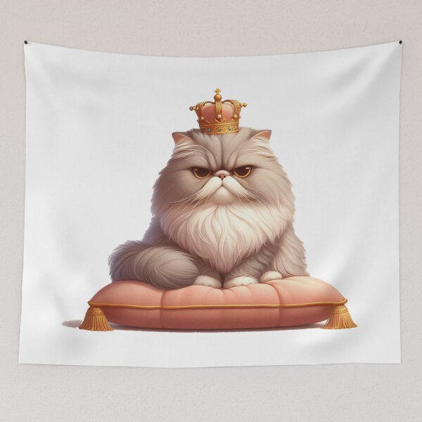 Item preview, Royal Grumpy Persian Cat With Crown Cute Aesthetic Sticker designed and sold by RobArts90s.