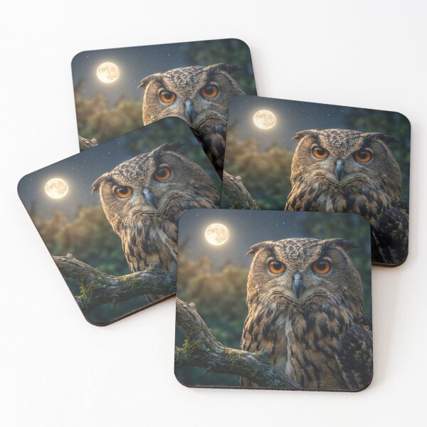 Item preview, Eurasian Eagle Owl Under a Full Moon designed and sold by Tridentulus.