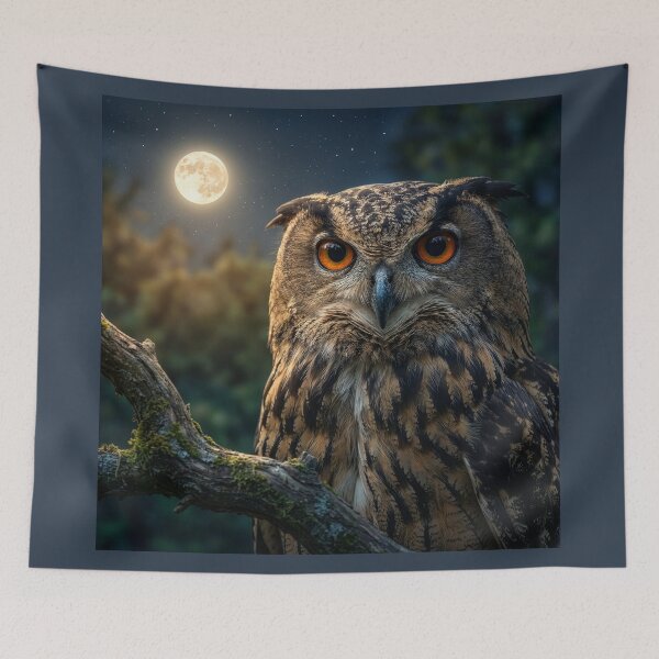 Item preview, Eurasian Eagle Owl Under a Full Moon designed and sold by Tridentulus.