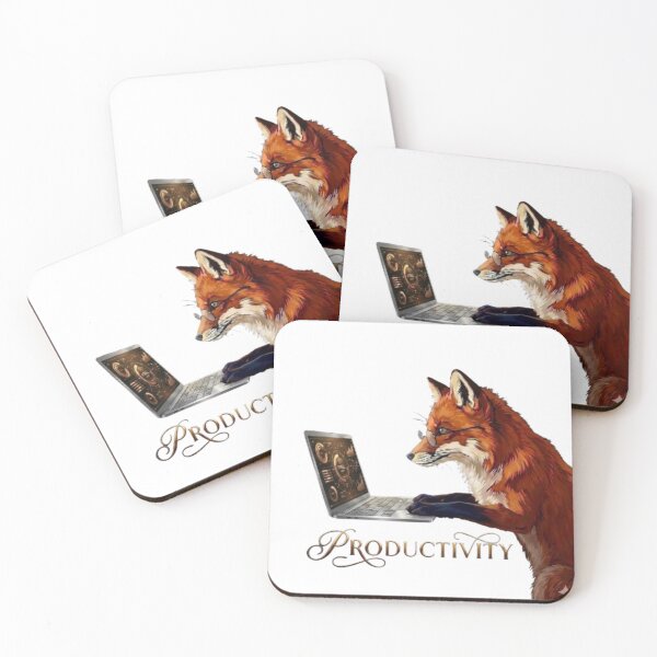 Item preview, Productivity Fox Working on Laptop Office Animal Art designed and sold by Northern Glow Art.