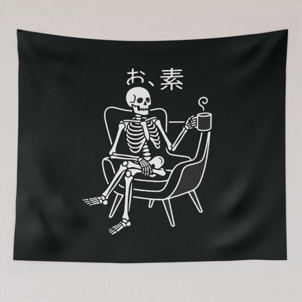 Item preview, Skeleton Drinking Coffee - Minimalist Streetwear Line Art designed and sold by RobArts90s.