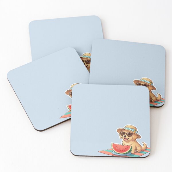 Item preview, Cute Golden Retriever with Coconut Beach Drink Sticker designed and sold by flee09.