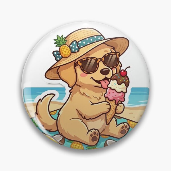 Item preview, Summer Vibes Chibi Golden Retriever Ice Cream Sticker designed and sold by flee09.