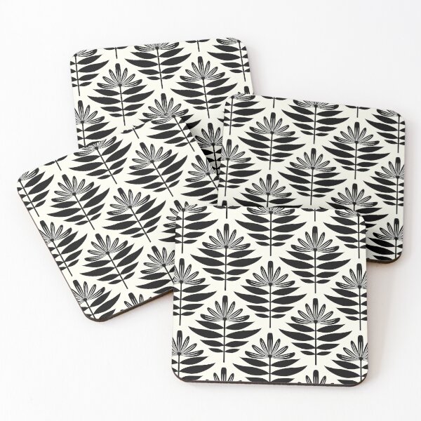 Item preview, Modern wildflower pattern in black and white designed and sold by Jennifer Ladd.