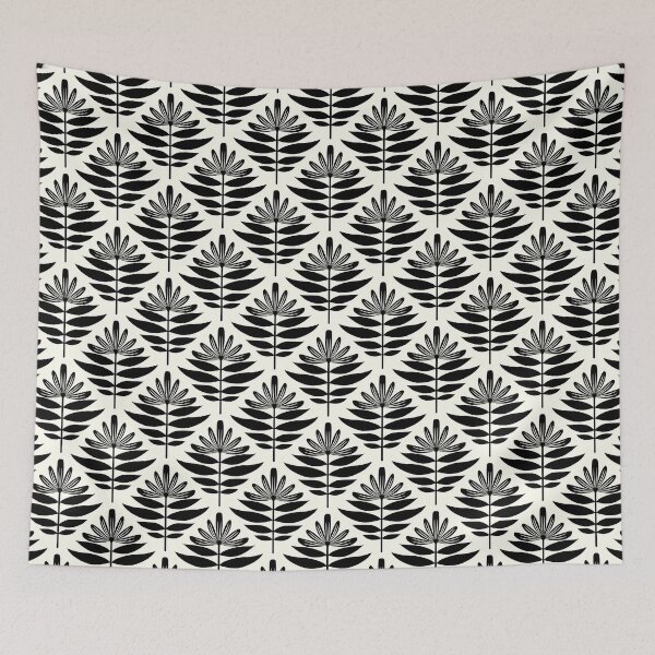 Item preview, Modern wildflower pattern in black and white designed and sold by Jennifer Ladd.
