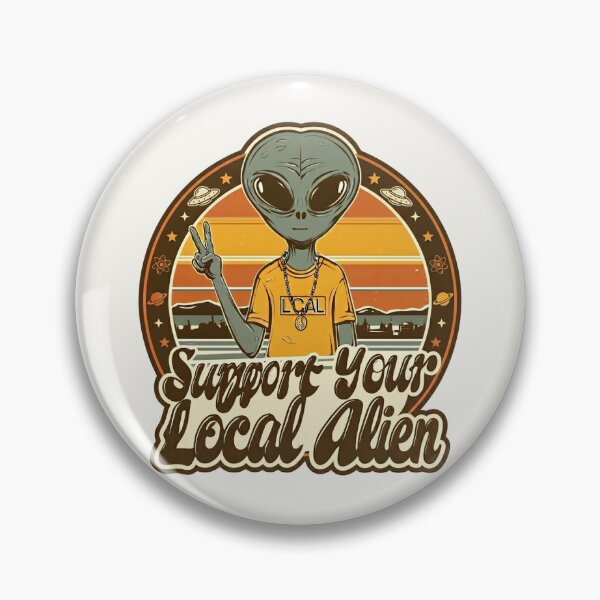 Item preview, Support Your Local Alien - Retro Sci-Fi Peace Sign designed and sold by Cosmic Cactus.