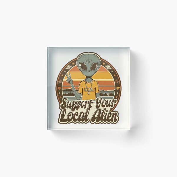 Item preview, Support Your Local Alien - Retro Sci-Fi Peace Sign designed and sold by Cosmic Cactus.