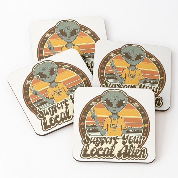 Item preview, Support Your Local Alien - Retro Sci-Fi Peace Sign designed and sold by Cosmic Cactus.