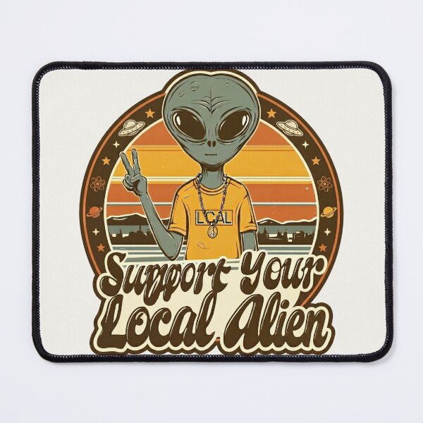 Item preview, Support Your Local Alien - Retro Sci-Fi Peace Sign designed and sold by Cosmic Cactus.