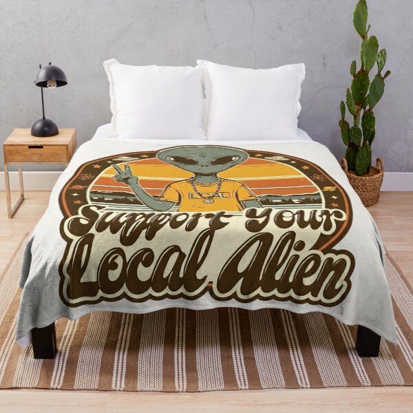 Item preview, Support Your Local Alien - Retro Sci-Fi Peace Sign designed and sold by Cosmic Cactus.