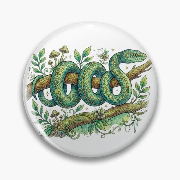 Item preview, Mystical Forest Snake Fantasy Nature Illustration designed and sold by HoneyBreezeCo.