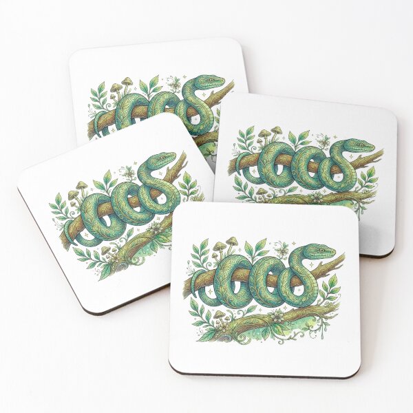 Item preview, Mystical Forest Snake Fantasy Nature Illustration designed and sold by HoneyBreezeCo.