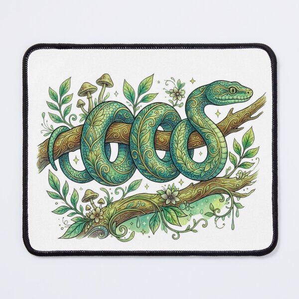 Item preview, Mystical Forest Snake Fantasy Nature Illustration designed and sold by HoneyBreezeCo.