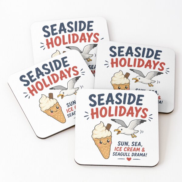 Item preview, Seaside Holidays Funny Sticker | Ice Cream and Seagull Cartoon designed and sold by Snackwave Ninety.