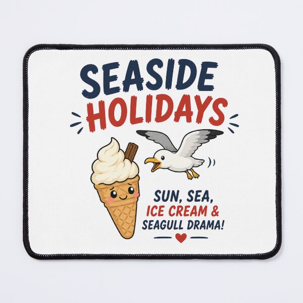 Item preview, Seaside Holidays Funny Sticker | Ice Cream and Seagull Cartoon designed and sold by Snackwave Ninety.