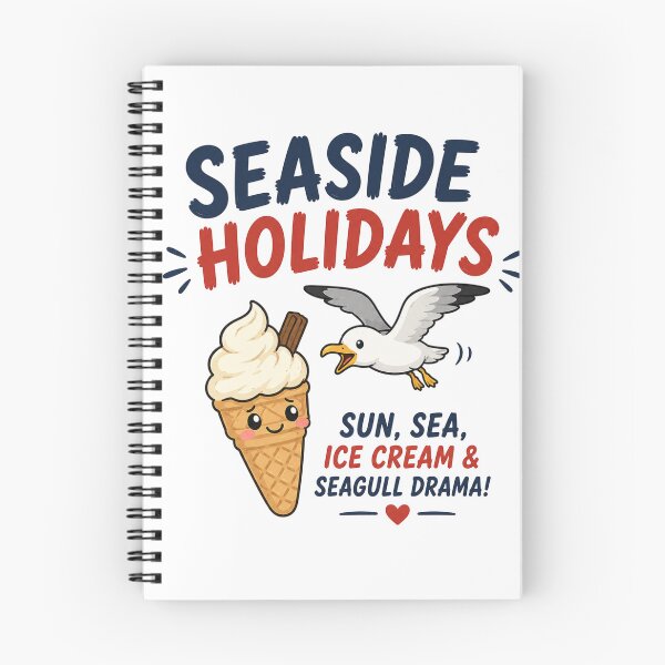 Item preview, Seaside Holidays Funny Sticker | Ice Cream and Seagull Cartoon designed and sold by Snackwave Ninety.