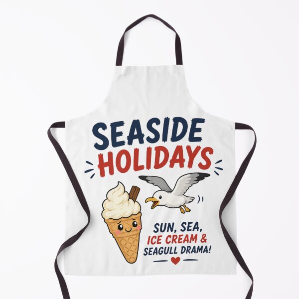 Item preview, Seaside Holidays Funny Sticker | Ice Cream and Seagull Cartoon designed and sold by Snackwave Ninety.