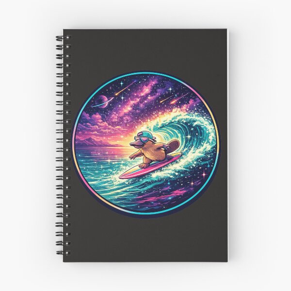 Item preview, Nocturnal surfing platypus under a cosmic sky designed and sold by shorethings.