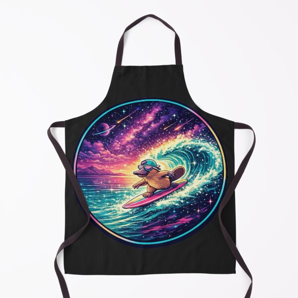 Item preview, Nocturnal surfing platypus under a cosmic sky designed and sold by shorethings.