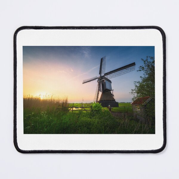 Item preview, Traditional Dutch Windmill Sunrise – Scenic Netherlands Countryside Photography designed and sold by JohnManuelPhoto.