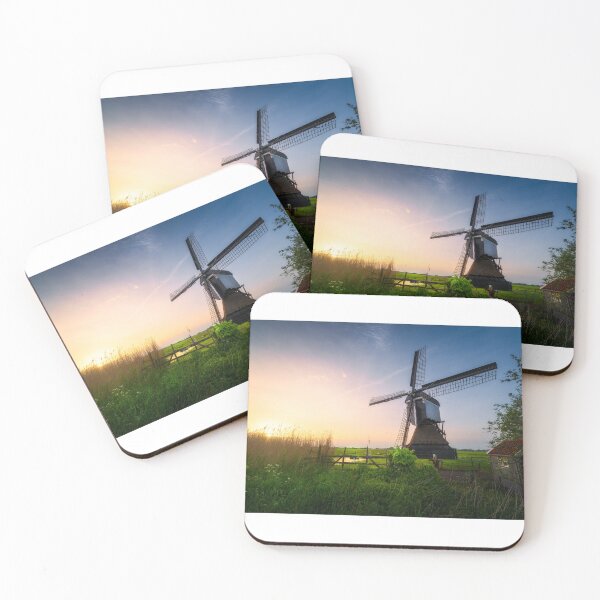 Item preview, Traditional Dutch Windmill Sunrise – Scenic Netherlands Countryside Photography designed and sold by JohnManuelPhoto.