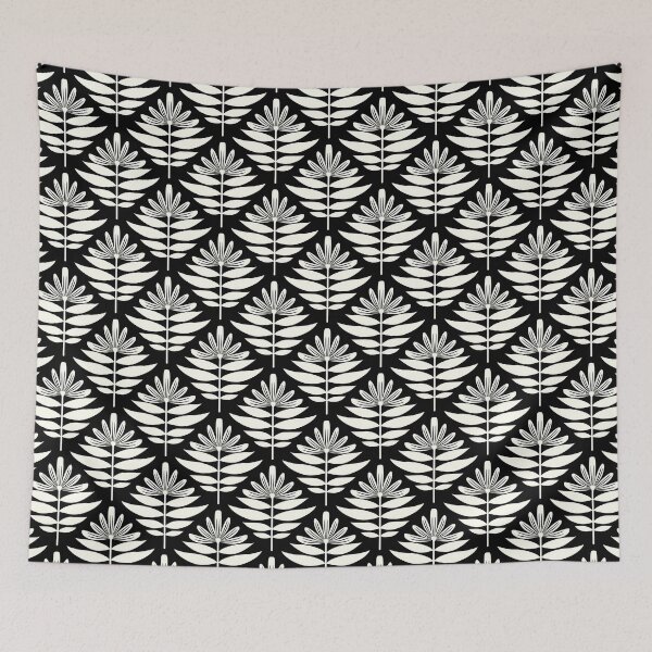 Item preview, Modern wildflower pattern in black and white designed and sold by Jennifer Ladd.
