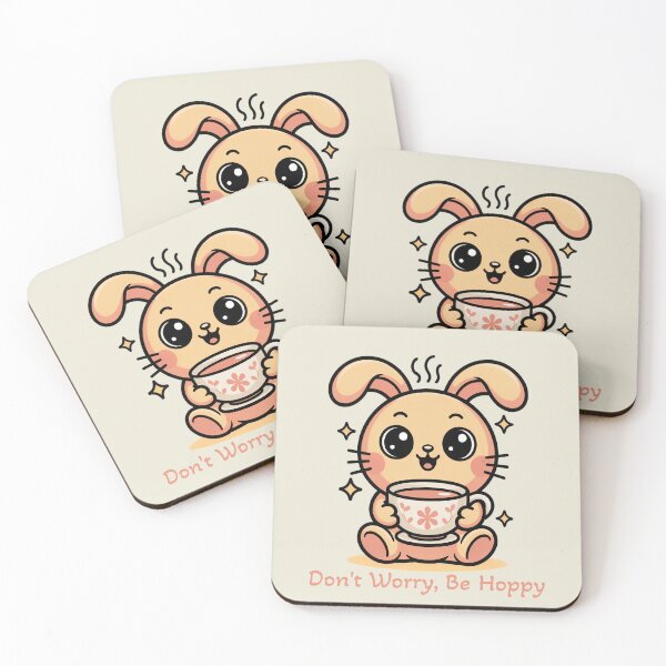 Item preview, Dont Worry Be Hoppy Cute Kawaii Bunny Pun Art designed and sold by AlexandraSand.
