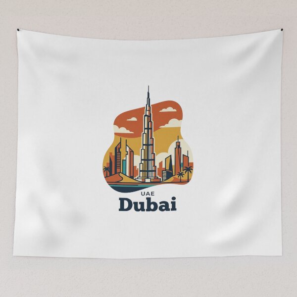 Item preview, Dubai Burj Khalifa Bold Retro Graphic Travel Poster designed and sold by Inkworksbyshery.