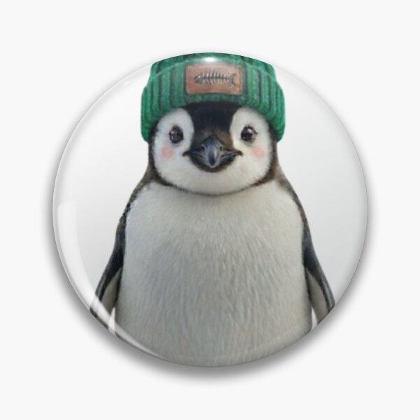 Item preview, Cute Baby Penguin Wearing Green Knit Beanie Hat designed and sold by Northern Glow Art.