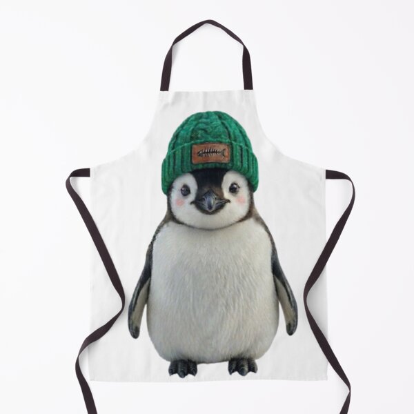 Item preview, Cute Baby Penguin Wearing Green Knit Beanie Hat designed and sold by Northern Glow Art.