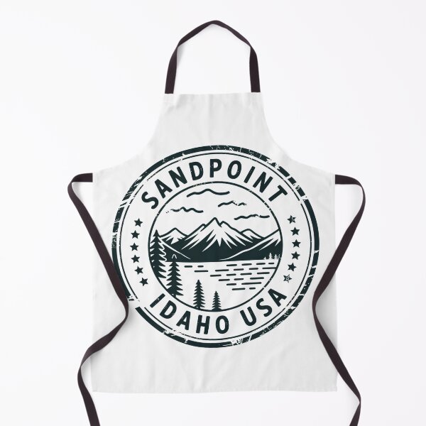 Aperçu de l'œuvre Insigne vintage de Sandpoint, Idaho, États-Unis – Design d'aventure en plein air au bord d'un lac de montagne créée et vendue par ArcticFoxStudio.