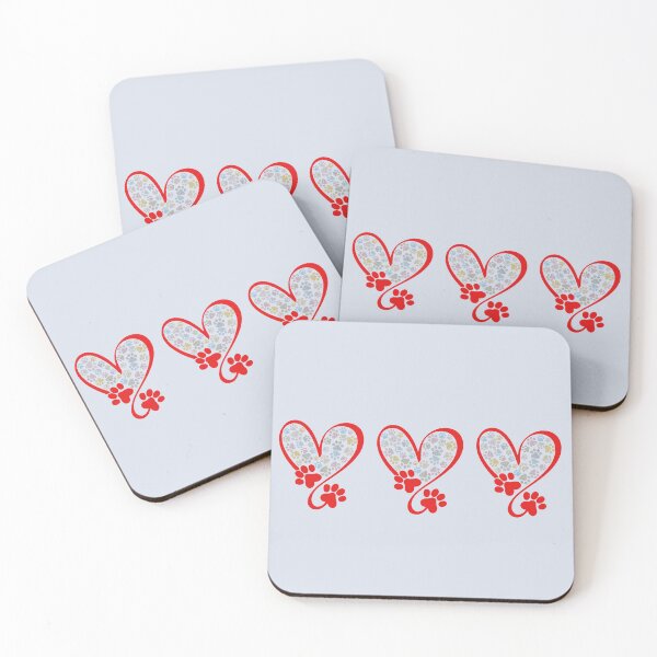Item preview, Red heart trio with artistic paw prints designed and sold by Doodles Down South.