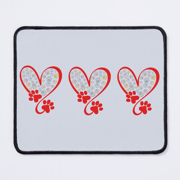 Item preview, Red heart trio with artistic paw prints designed and sold by Doodles Down South.