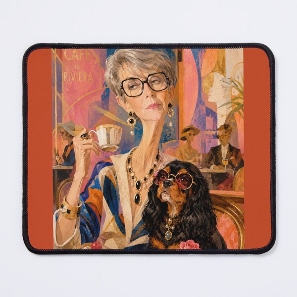 Item preview, A girl with a dog in a café. designed and sold by Natalia-Vlad.