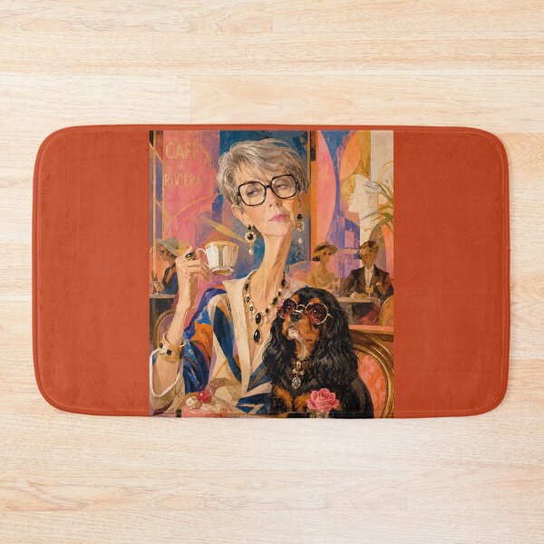 Item preview, A girl with a dog in a café. designed and sold by Natalia-Vlad.