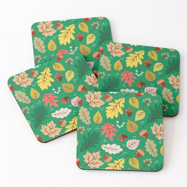 Item preview, Fall leaves and acorns in green designed and sold by Jennifer Ladd.