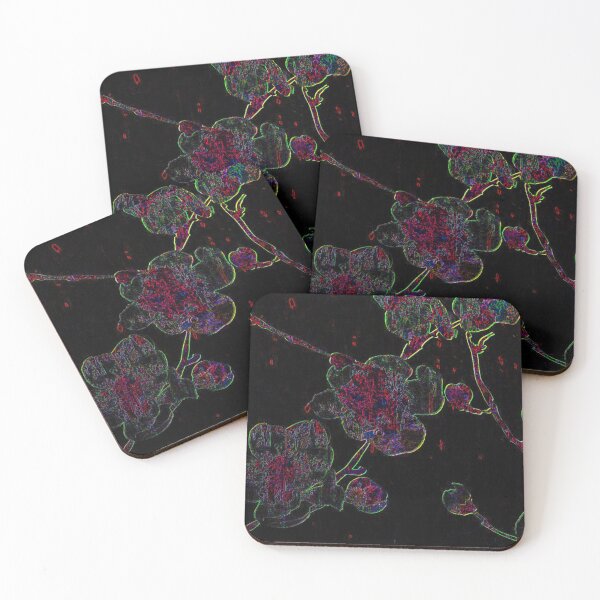 Item preview, Dark Cherry Blossom – Neon Botanical Art | Chromatic Collection designed and sold by BatNature.