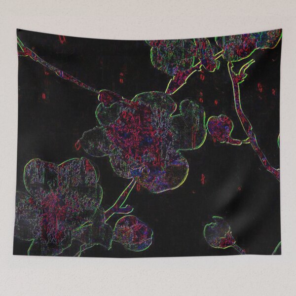 Item preview, Dark Cherry Blossom – Neon Botanical Art | Chromatic Collection designed and sold by BatNature.