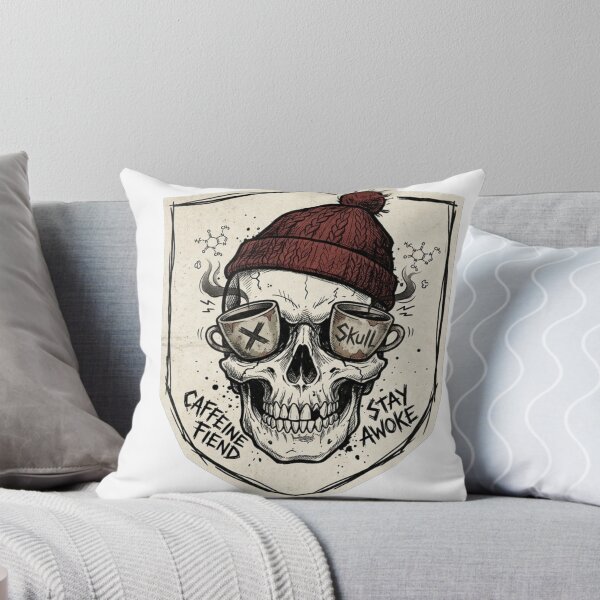 Item preview, Caffeine Fiend Skull with Beanie Coffee Lover Design designed and sold by JeevanStickers.