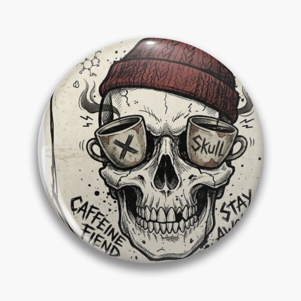Item preview, Caffeine Fiend Skull with Beanie Coffee Lover Design designed and sold by JeevanStickers.