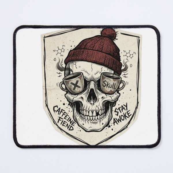 Item preview, Caffeine Fiend Skull with Beanie Coffee Lover Design designed and sold by JeevanStickers.