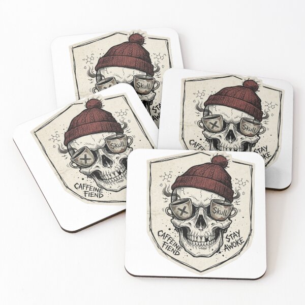 Item preview, Caffeine Fiend Skull with Beanie Coffee Lover Design designed and sold by JeevanStickers.