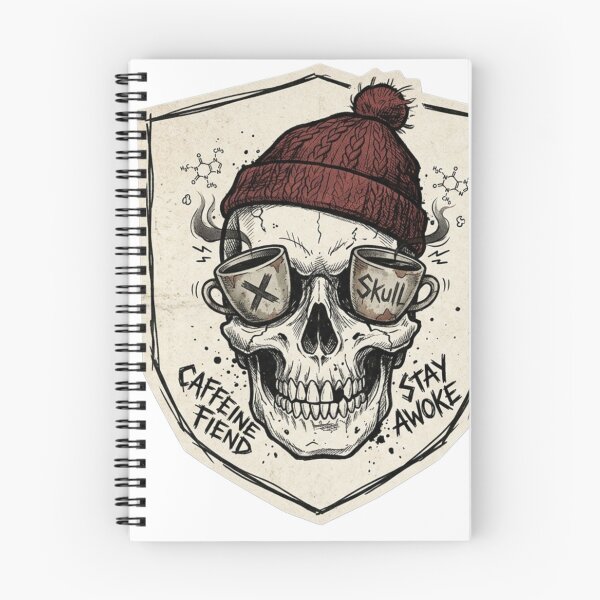 Item preview, Caffeine Fiend Skull with Beanie Coffee Lover Design designed and sold by JeevanStickers.