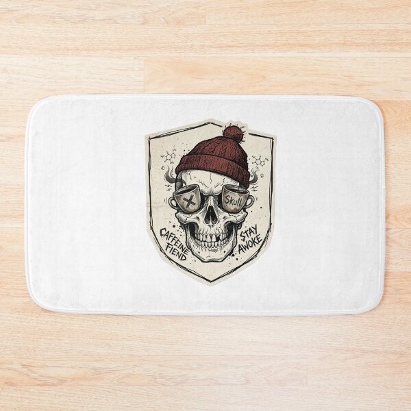 Item preview, Caffeine Fiend Skull with Beanie Coffee Lover Design designed and sold by JeevanStickers.