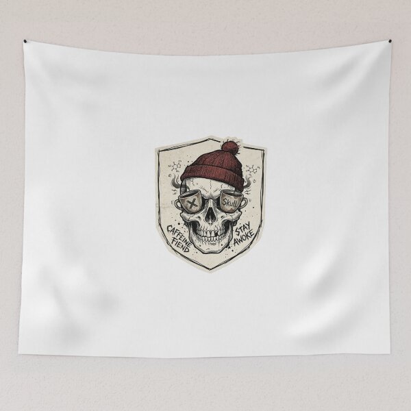 Item preview, Caffeine Fiend Skull with Beanie Coffee Lover Design designed and sold by JeevanStickers.