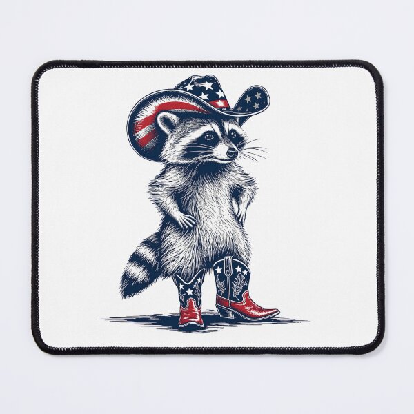 Item preview, Cowboy Raccoon in Western Boots designed and sold by PrintanovaDesign.