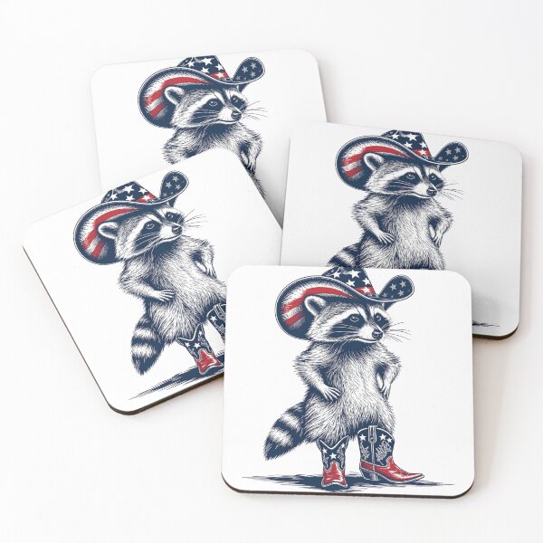 Item preview, Cowboy Raccoon in Western Boots designed and sold by PrintanovaDesign.