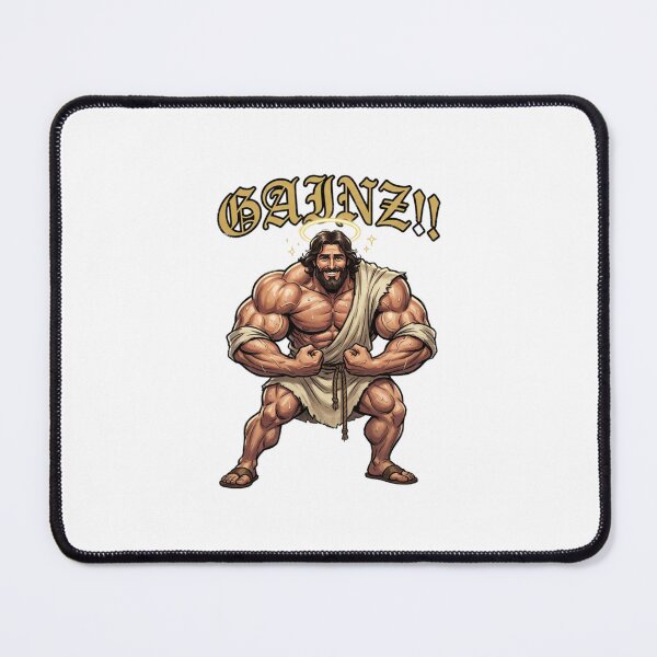 Item preview, Swole Christ Gainz Funny Christian Gym Print designed and sold by Swole-Christ.