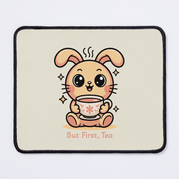 Item preview, But First Tea Cute Kawaii Bunny Aesthetic Art designed and sold by AlexandraSand.